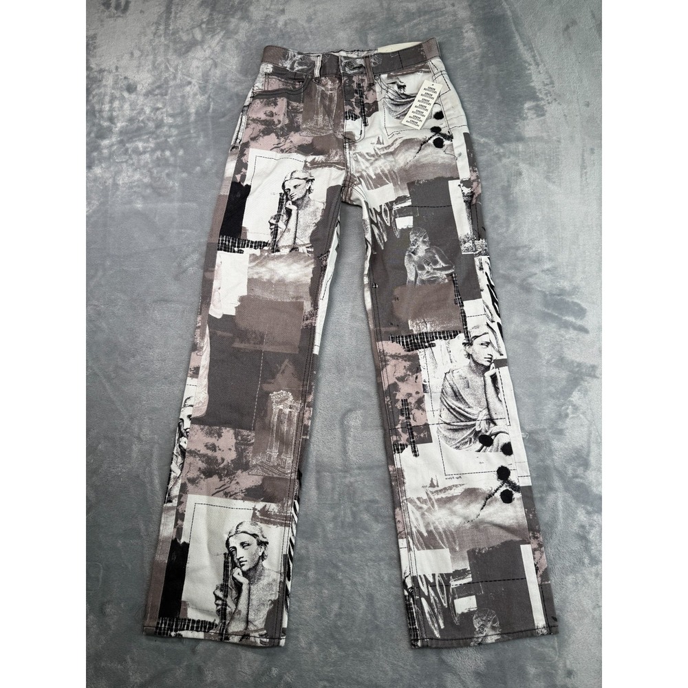 NWT BDG Urban Outfitters Cowboy Jeans Womens 25 Black Motif Renaissance Print